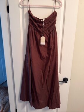 Strapless Brown Maxi Dress